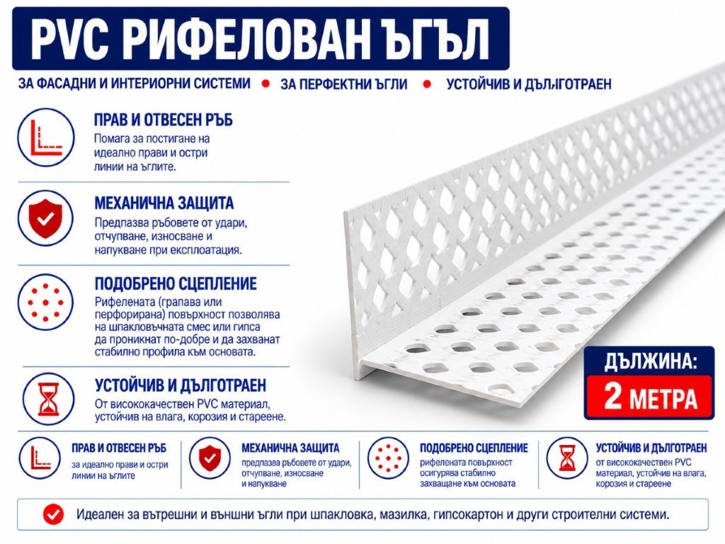 pvc рифелован ъгъл 2м. 1